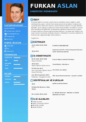 Endüstri Mühendisi CV Örnekleri cv indir